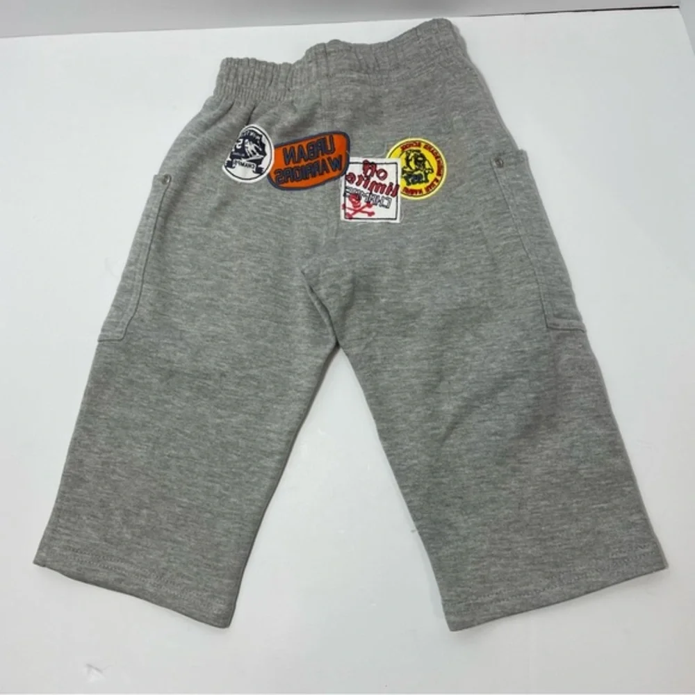 NWT MISH toddler boys sweatpants joggers gray size 24 months patches pockets
